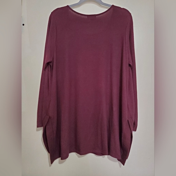 I.N Studio Women's Maroon Long Sleeve Round Neck Top Size 2X - Picture 2 of 11